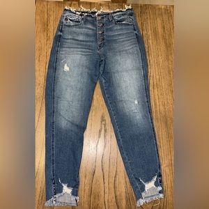 Kancan distressed button fly skinny jeans midrise
